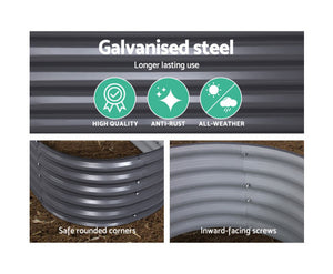 Greenfingers Oval Raised Garden Bed Galvanised Steel 160Cm