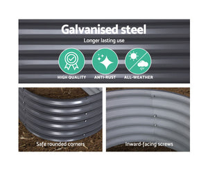 Greenfingers Oval Raised Garden Bed Galvanised Steel 240Cm