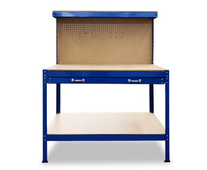 Work Bench 2-layered Shelf With Drawer Blue Kartrite
