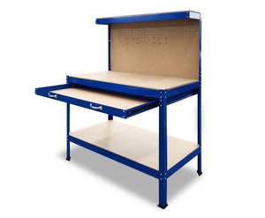 Work Bench 2-layered Shelf With Drawer Blue Kartrite