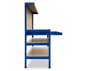 Work Bench 3-layered Shelf With Drawer Blue Kartrite