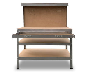 Work Bench 3-layered Shelf With Drawer Silver Kartrite