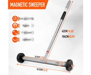 Magnetic Sweeper Broom Rolling Wheeled 17inch