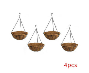Large Garden Hanging Basket With Coir Liner & Chain Set of 4