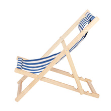Load image into Gallery viewer, Gardeon Outdoor Folding Deck Chair Wooden Blue &amp; White Stripe
